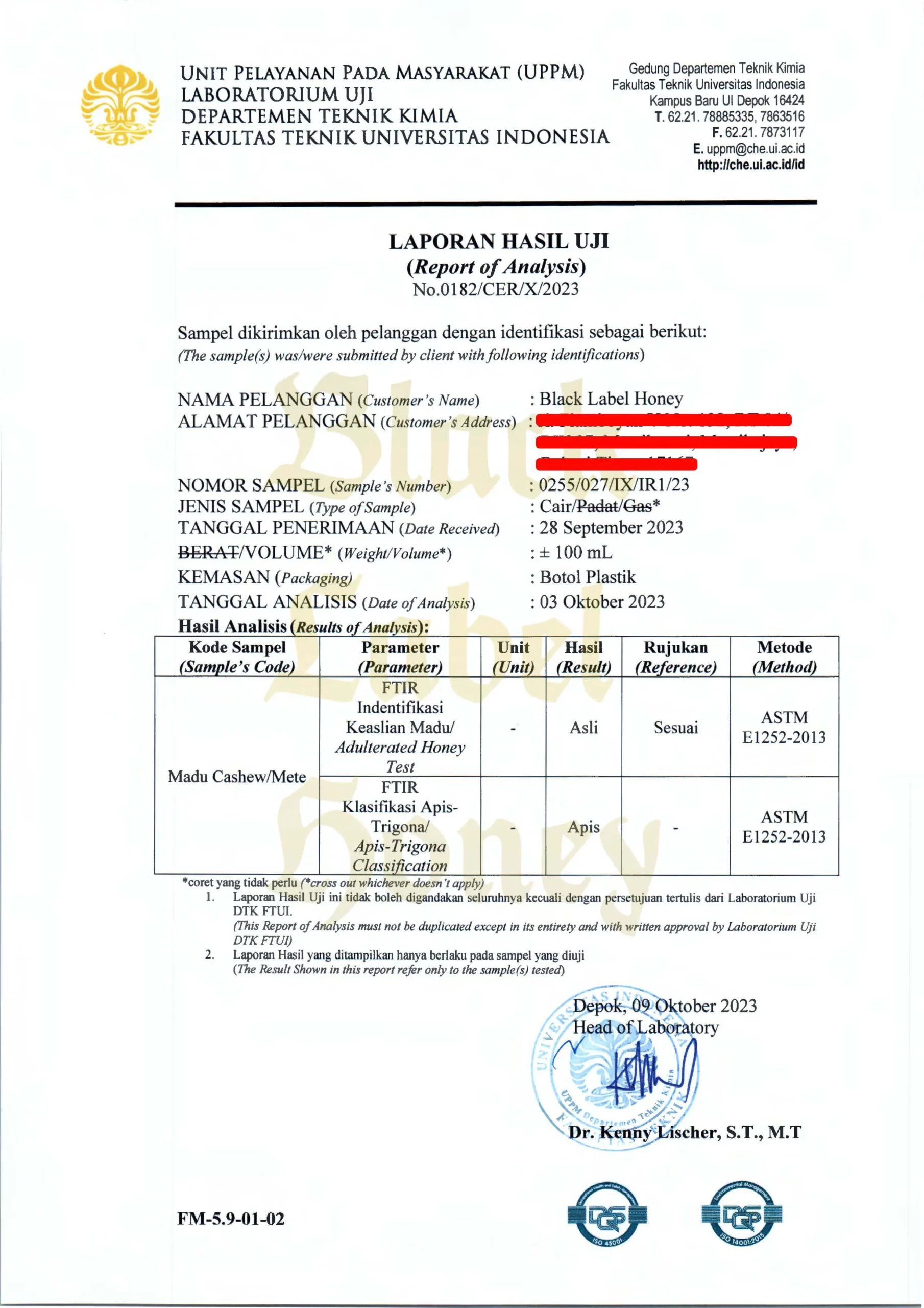 Hasil Uji Lab Madu Cashew 2023 copy