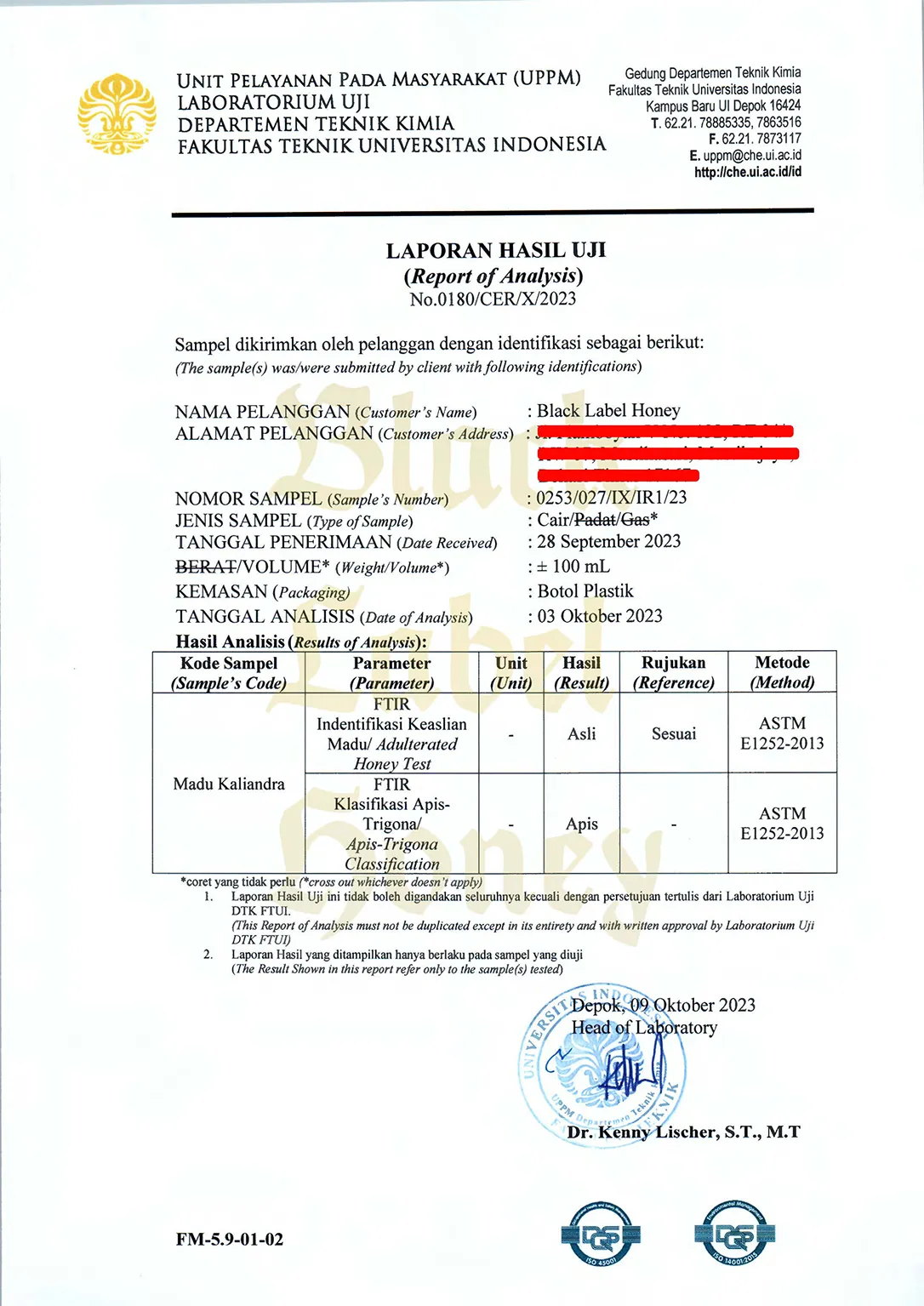 Hasil Uji Lab Madu Kaliandra 2023 copy