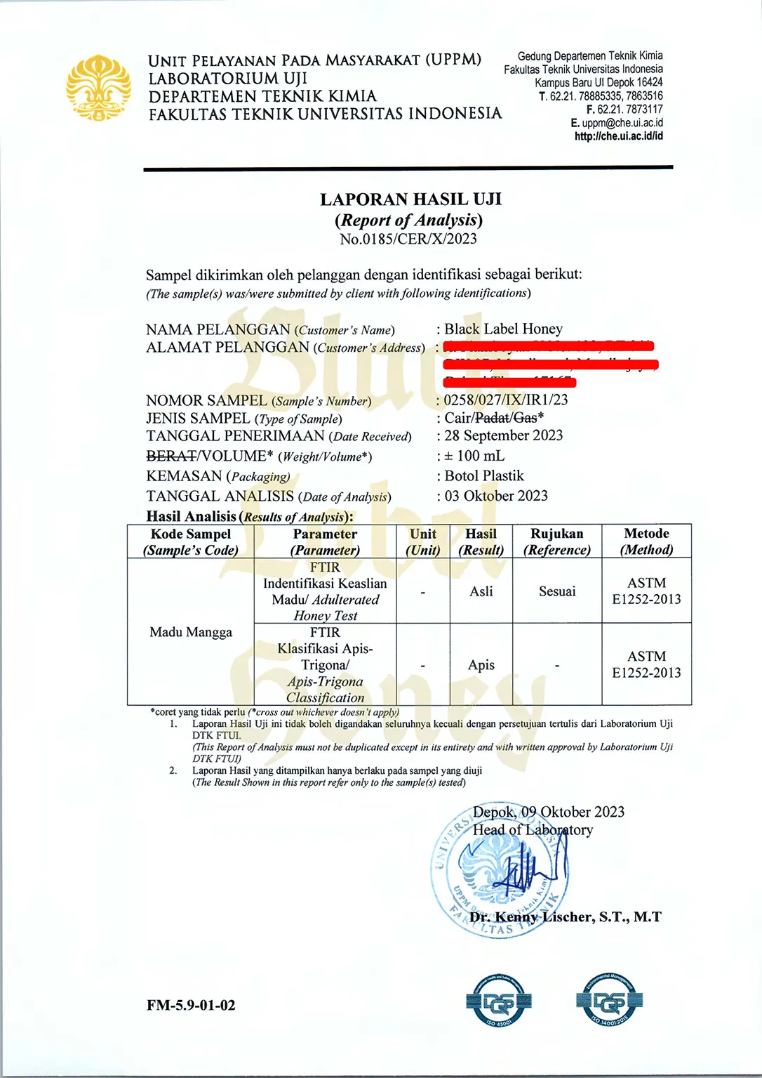 Hasil Uji Lab Madu Mangga 2023 copy